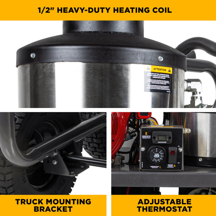 Be Power Equipment 4,000 PSI - 4.2 GPM Hot Water Pressure Washer with Honda GX390 Engine and General Triplex Pump - HW4013HG