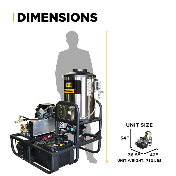 Be Power Equipment 3,500 PSI 5.2 GPM Hot Water Skid Pressure Washer with General Triplex Pump - Z5535GPBDV
