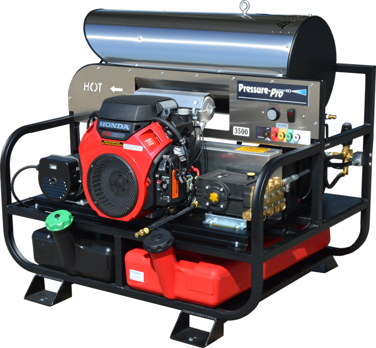 Pressure-Pro Pro-Super Skid W/ 115 Volt, 2500 Watt, 20 Amp Generator 3500 PSI 5.5 GPM Gas Skid Hot Water Pressure Washer Honda GX630 HP Pump 6115PRO-20G