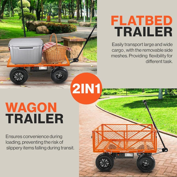 SuperHandy Electric Garden Cart Pro - 5.7 Cu Ft, Convertible Flatbed, 440lb Load GUO108-NEW-FBA