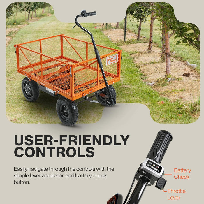 SuperHandy Electric Garden Cart Pro - 5.7 Cu Ft, Convertible Flatbed, 440lb Load GUO108-NEW-FBA